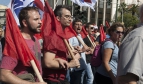 Greek strikers marching in Athens in October 2012