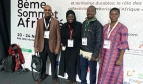 La délégation de l’ISP au Sommet Africités 2018 (de droite à gauche) : la Secrétaire sous-régionale pour l’Afrique anglophone, Everline Aketch (ISP Nairobi), le Coordinateur Justice fiscale, Daniel Oberko (ISP Lomé), Fatou Diouf (SATSE, Sénégal) et S.E. Roba Duba (Secrétaire général du KCGWU, Kenya)