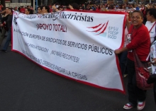 Banner: Sindicato Mexicano de Electicistas, apoyo total