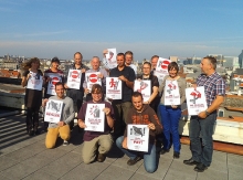 European workers holding anti-austerity banners