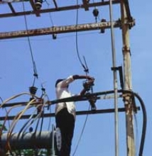 Man working on power lines