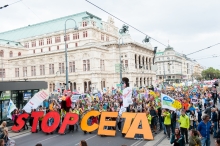 Photo: TTIP and CETA demonstrations in September, Vienna, Austria. Photo: Christoph Liebentritt/Global 2000 – Creative Commons.