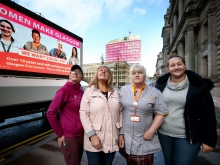 GMB members (left to right) Gillian Docherty, Eileen Dougall, Shona Thomson and Lee-Ann Dougall (Jane Barlow/PA)
