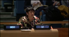 Rosa Pavanelli addressing UN High-level panel discussion