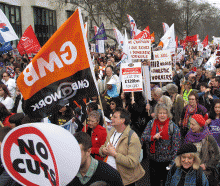 Striking UK workers demonstrate in London, 2011