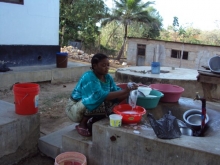 Picture of african woman washing dishes
