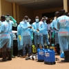 The fight against Ebola in Guinea - Healthworkers in protective equipment