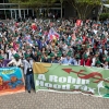 One thousand people demonstrating for a robin hood tax