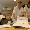 Health sector workers checking through files