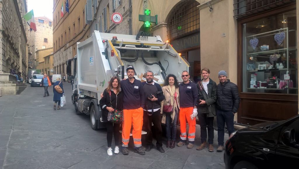 Rubbish collectors in Siena