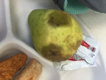 Rotten pear in school lunch