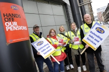 Workers on strike in Glasgow