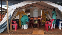 Health workers in Sierra Leone, Ebola epicentre